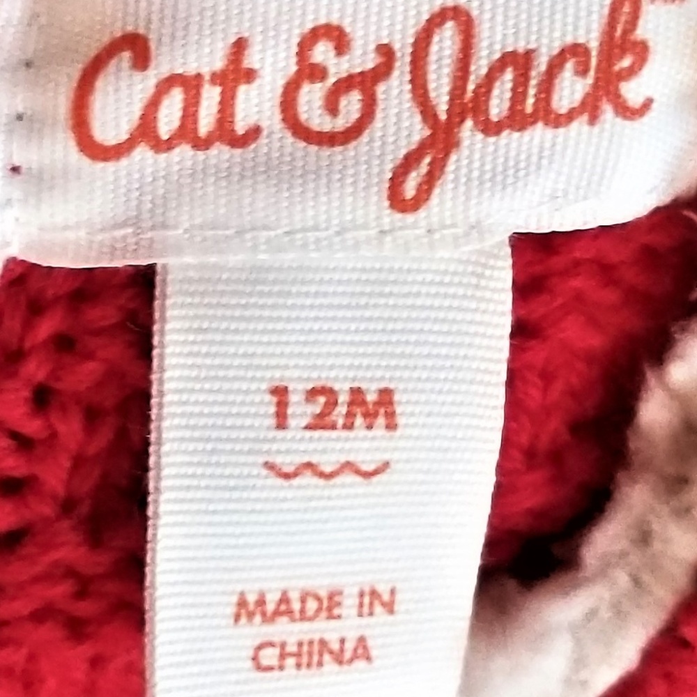 Boys Cableknit Sweater Cat & Jack 18M Red NWT - Picture 4 of 8